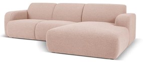 Розов ъглов диван от плат букле (десен ъгъл) Molino - Micadoni Home