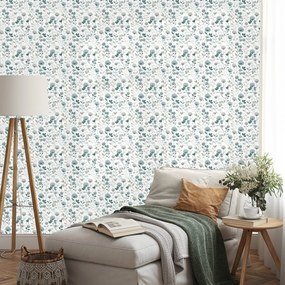 Самозалепващ тапет – Нежни сини цветя с листа