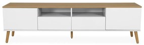 Бяла маса за телевизор с дъбови крака, широчина 192 cm Dot - Tenzo