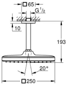 Квадрат Душ слушалка със скоба за таван Grohe Tempesta Cube