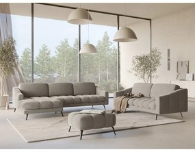 Бежов кадифен ъглов диван (ляв ъгъл) Nalu – Makamii