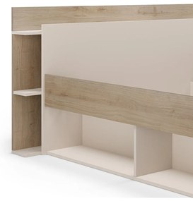 Бяло-естествено двойно легло 160x200 cm от декор от дъб с място за съхранение без ламелно дъно Albo – Marckeric