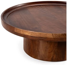 Тъмнокафява кръгла масичка за кафе от масивно манго 80x80 cm Giselle – MOME