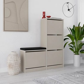 Легло Norah от буclé плат с място за съхранение в слонова кост 160x200см.