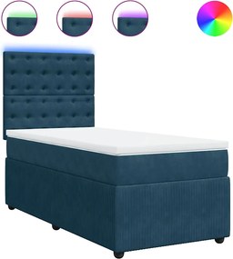 3294554 vidaXL Боксспринг легло с матрак, синьо, 90x200 см, кадифе