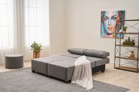 Троен разтегателен диван Perenna Linen, цвят Сив