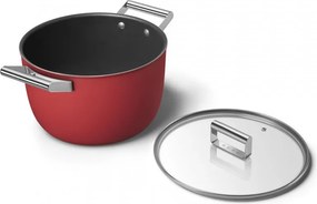 Тенджера SMEG CKFC2611RDM, 7.7 л, Ø26 см, Тефлоново покритие, До 250°C, Индукция, Червен