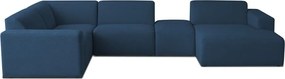 Тъмносин ъглов диван от букле ("U" форма) Roxy – Scandic