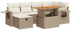 3328031 vidaXL Градински диван с възглавници, 8 части, бежов полиратан, акация