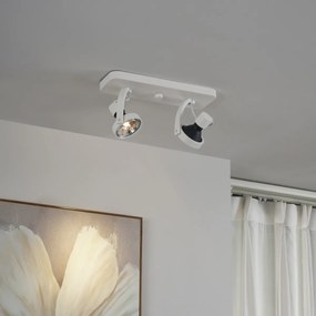 Дизайнерски таванен прожектор бял GU10 70mm 2-светлини регулируем - Vo