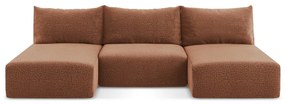Разтегателен ъглов диван с място за съхранение в тухлен цвят Kalena – Makamii