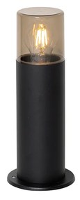 Стойка за външна лампа черна с опушен абажур 30 см IP44 - Odense