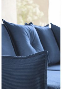 Тъмносин ъглов разтегателен диван от велур (десен ъгъл/U-образна форма) Lazy Lukka - Miuform