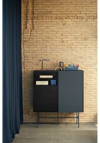 Висок скрин с плъзгащи се врати в черно и антрацит 120x140 cm Nube - Teulat