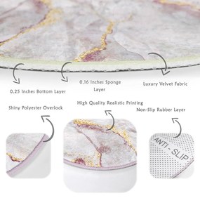 Светлорозов/в златист цвят кръгъл килим подходящ за пране ø 100 cm Marble – Mila Home