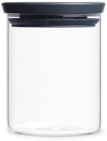 Стъклен буркан Brabantia Stackable 646875, 0.6 л, Плътно затваряне, Подходящ за съдомиялна, Тъмносив