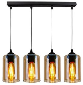 Черна висяща лампа със стъклен абажур 10x65 cm Bistro - Candellux Lighting