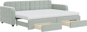 3196994 vidaXL Канапе с изтеглящо легло и чекмеджета светлосив 80x200см кадифе
