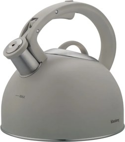 Свирещ чайник Klausberg KB 7912, 2.5 л, Дръжка с дървесен ефект, Индукция, Светлосив