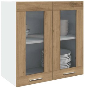 856168 vidaXL Кухненски стенен шкаф "Lyon" със стъклена врата, цвят Artisan Oak, 60x31x60 см