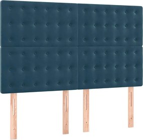 3116818 vidaXL Табла за легло, тъмносиня, 144x5x118/128 см, кадифе