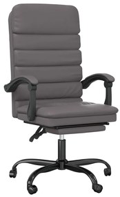 349729 vidaXL Масажен наклоняем офис стол, сив, изкуствена кожа