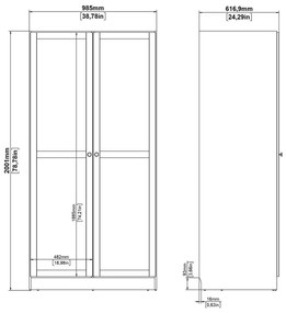 Бял гардероб 99x200x62 cm Billund – Tvilum