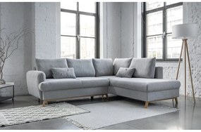 Светлосив разтегателен/с място за съхранение ъглов диван (десен ъгъл/L форма) Scandic Lagom – Miuform