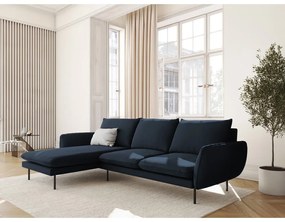 Тъмносин ъглов диван от кадифе (ляв ъгъл) Vienna - Cosmopolitan Design