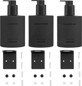 Черни стенни стъклени диспенсери за сапун 3 бр. 350 ml Kirei – Blomus