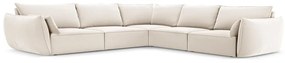 Бежов кадифен ъглов диван Vanda – Mazzini Sofas