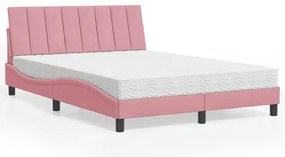 3208597 vidaXL Легло с матрак Hanko, розово, 140x190 см, кадифе
