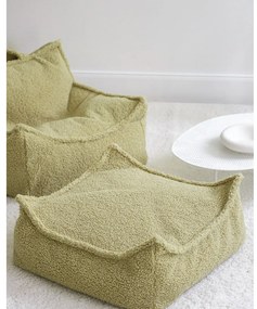 Зелен детски пуф от букле Square – Wigiwama