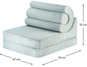 Детски стол от рипсено кадифе в цвят мента Flipster – Wigiwama