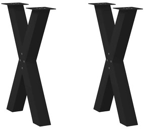 4012972 vidaXL Крака за трапезна маса, X-образни, 2 бр., черни, 60 x (72-73) см, стомана