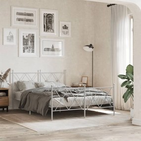 376570 vidaXL Метална рамка за легло с горна и долна табла, бяла, 140x200 см