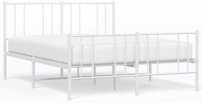 352547 vidaXL Метална рамка за легло с горна и долна табла, бяла, 140x190 см