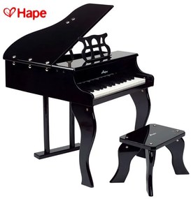 Hape - Детско дървено пиано със стол Черно H0320