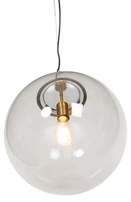 Модерна висяща лампа месинг с опушено стъкло 40 см - Ball