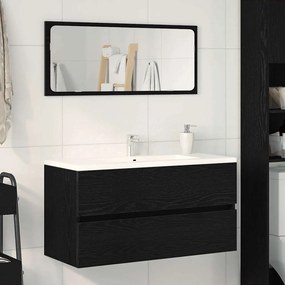 862544 vidaXL Кабинет за мивка Черен дъб 90x38.5x45 см Инженерна дървесина