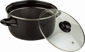 Втора ръка: Тенджера с кошница за пържене Rosberg R51213J, 24 см, 4.5 L, Индукция, Емайл, Черен