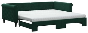 3197804 vidaXL Канапе с изтеглящо легло и матрак тъмнозелено 100x200 см кадифе