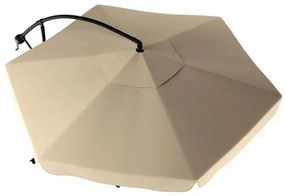 Градински чадър 3,5 м със слънчева LED светлина - кремав, UV50+