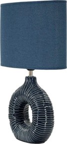 Синя керамична настолна лампа с текстилен абажур (височина 43 cm) Seta – Mauro Ferretti