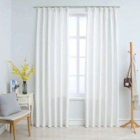134486 vidaXL Затъмняващи завеси с куки, 2 бр, белезникави, 140x225 см