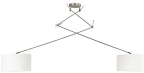 Интелигентна висяща лампа стомана с абажур 35 см бяла с 2 Wi-Fi A60 - Blitz