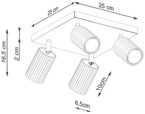 Черно осветително тяло за таван 25x25 cm Gleam – Sollux