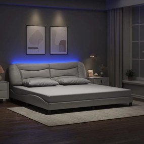 3213956 vidaXL Рамка за легло с LED без матрак Hvar бяла 200x200 см