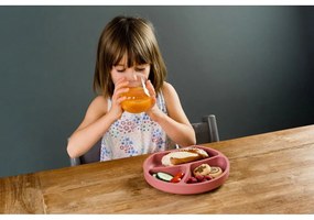 Силиконова детска чиния в тухлен цвят 19x20,5 cm Dusky Pink – Kindsgut