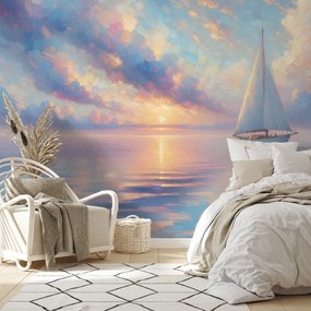 Тапет – Платноходка в спокойно море при залез